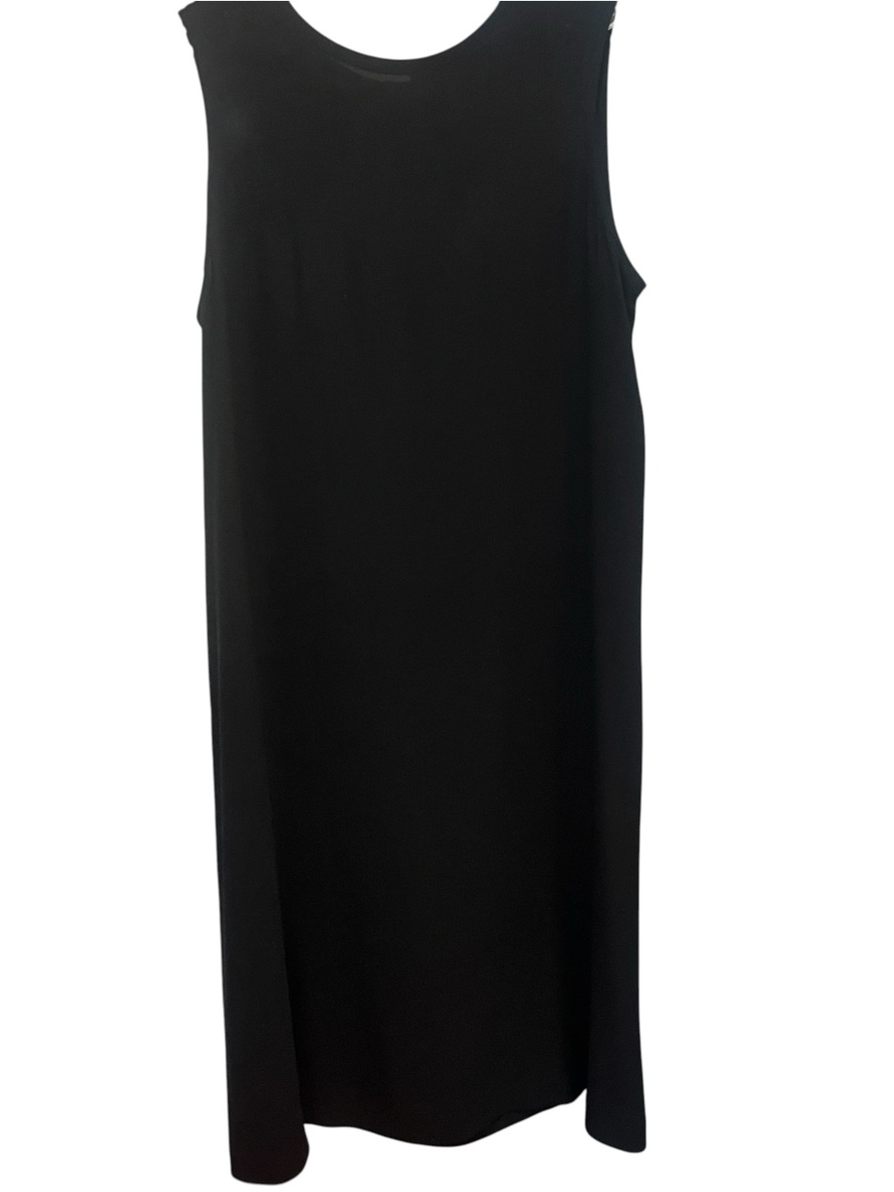 Vintage Eileen Fisher Silk Dress M Black Shift Midi Minimalist Classic